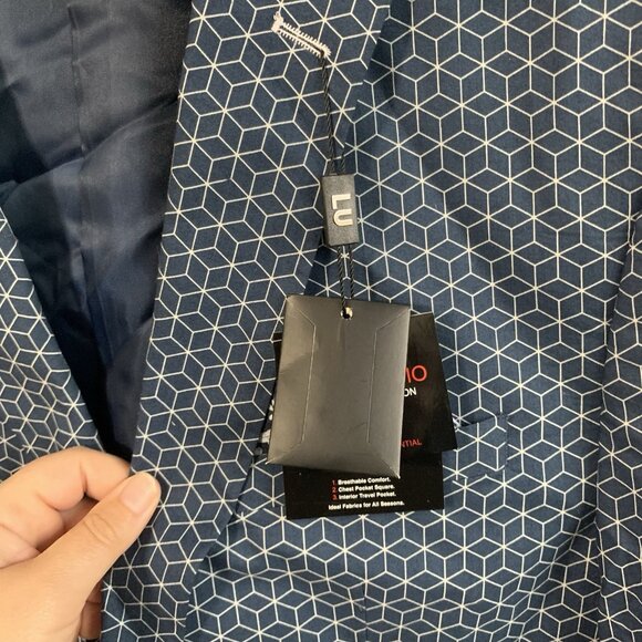 NEW Linea Uomo 46L Blue White Striped Cotton 2 Button Jacket Sport Blazer - Picture 4 of 13